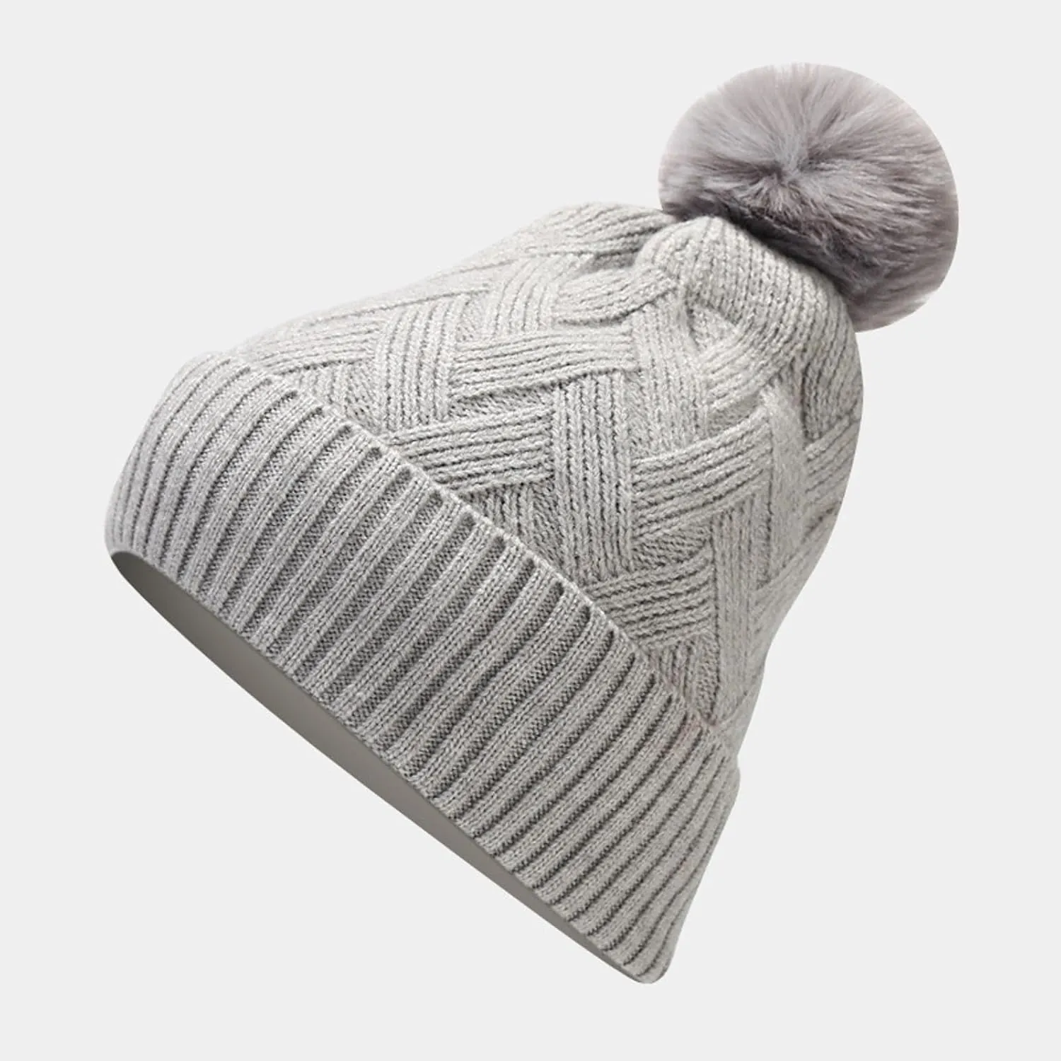 3 in 1 Set Women Men Beanie Scarf Gloves Set Fleece Lined Pom Pom Beanie Warm Knit Long Scarf Gloves for Cold Weather