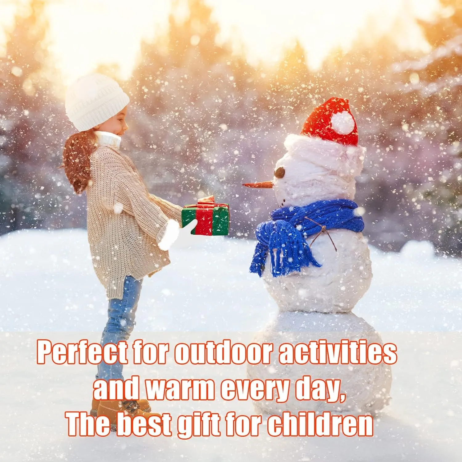 3 Pcs Kids Winter Knitted Beanie Hat Scarf Gloves Set Pompoms Knitted Beanie Mitten Scarves Fleece Lined for Toddler Girl Boy