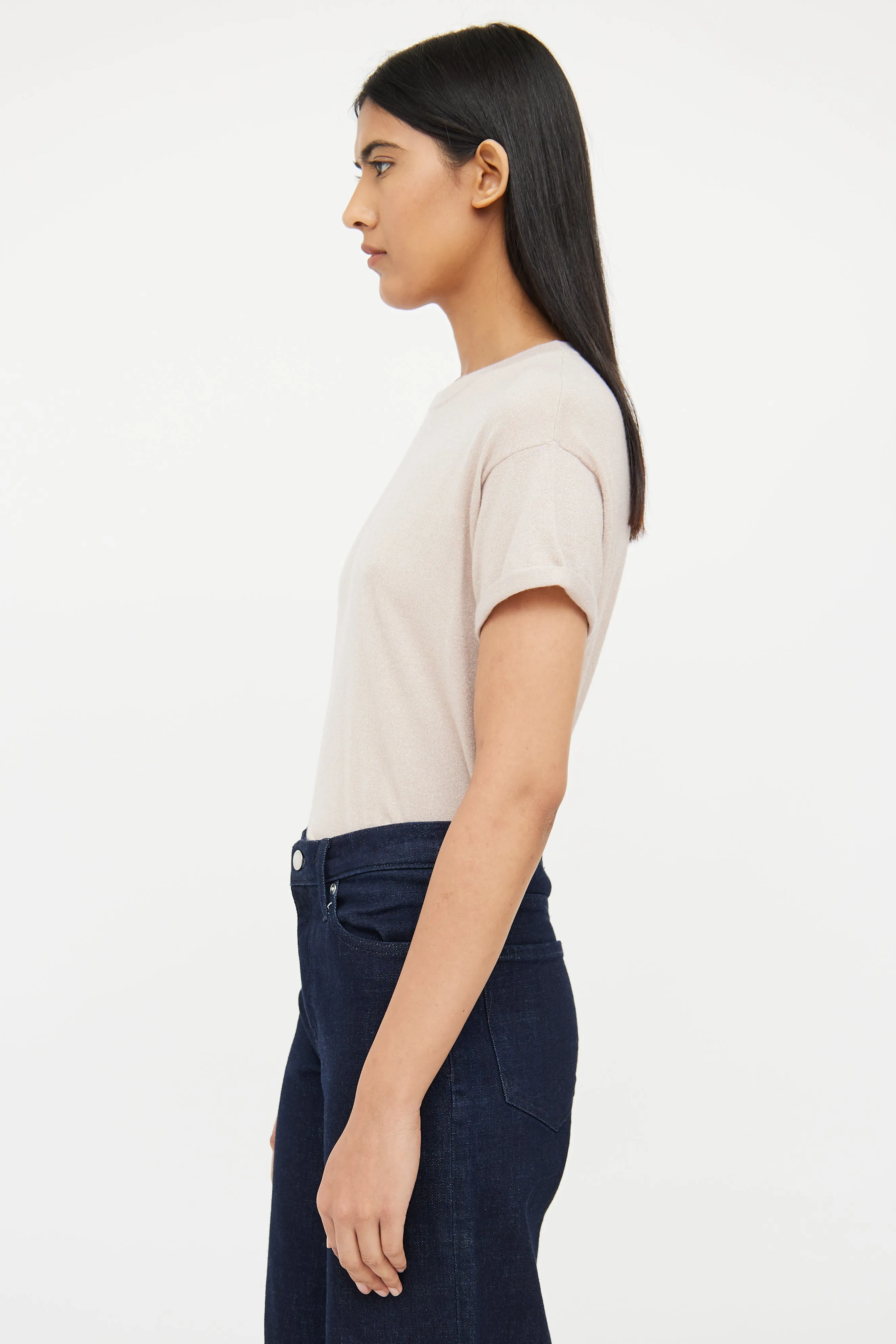 Beige Cashmere & Silk Shimmer Top
