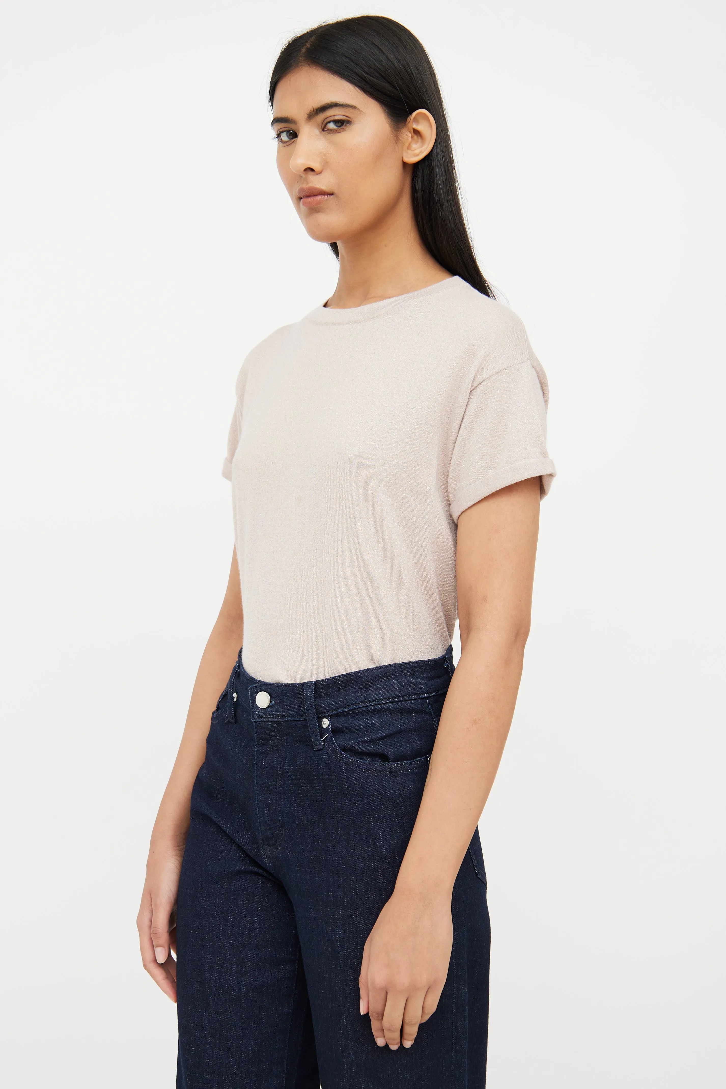 Beige Cashmere & Silk Shimmer Top