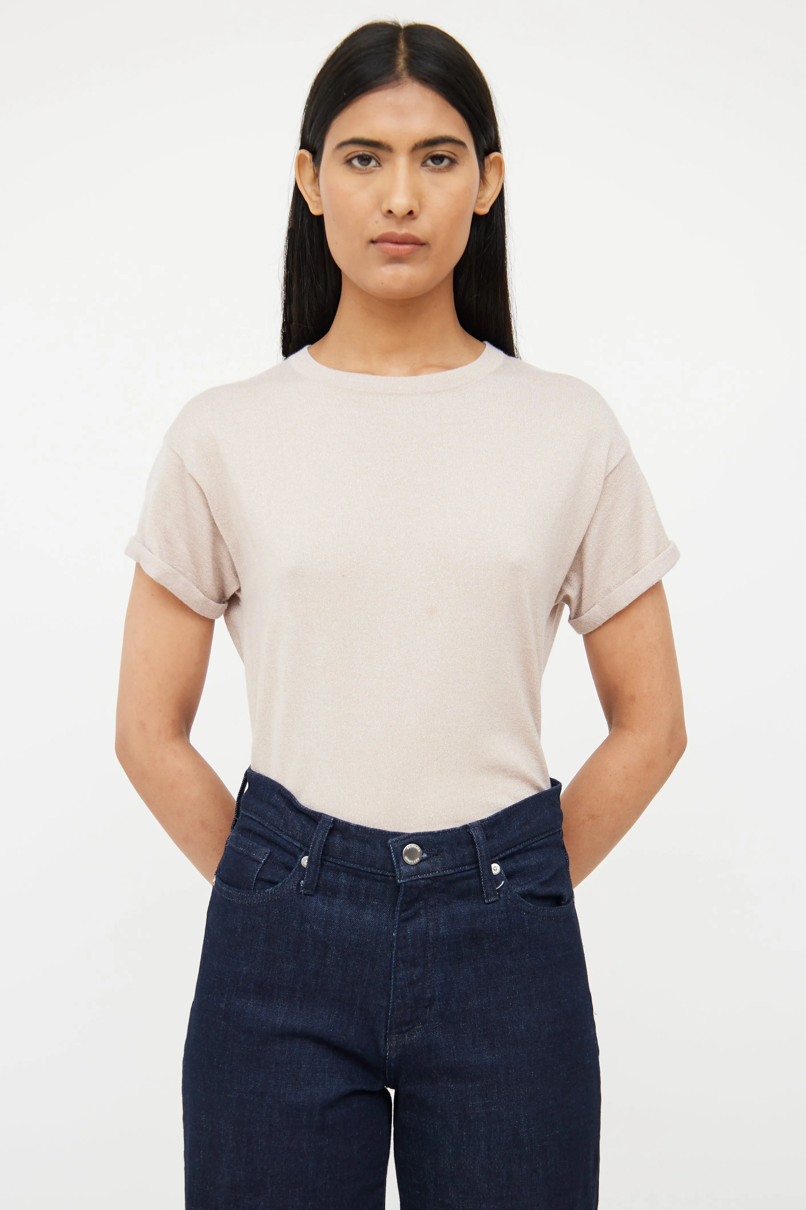 Beige Cashmere & Silk Shimmer Top