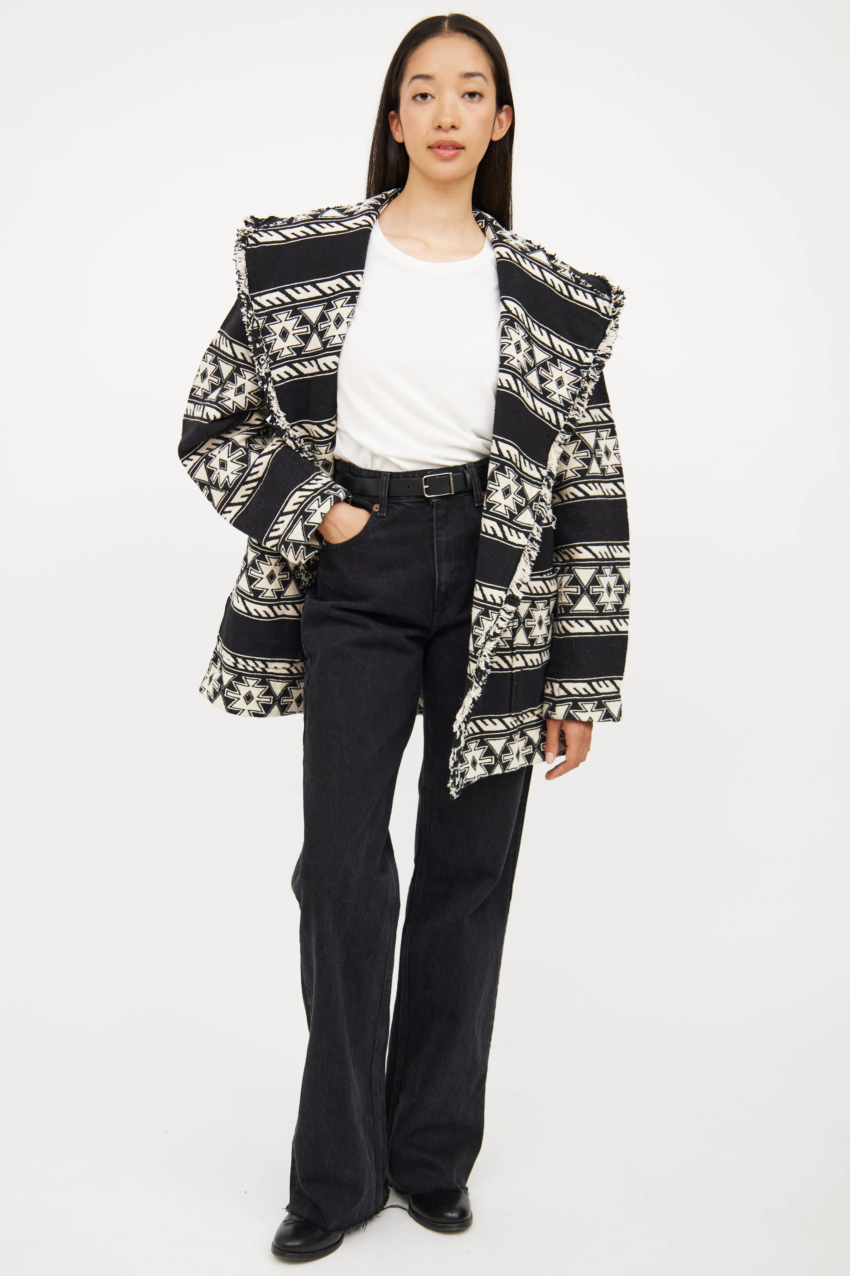 Black & White Fringe Josialo Coat