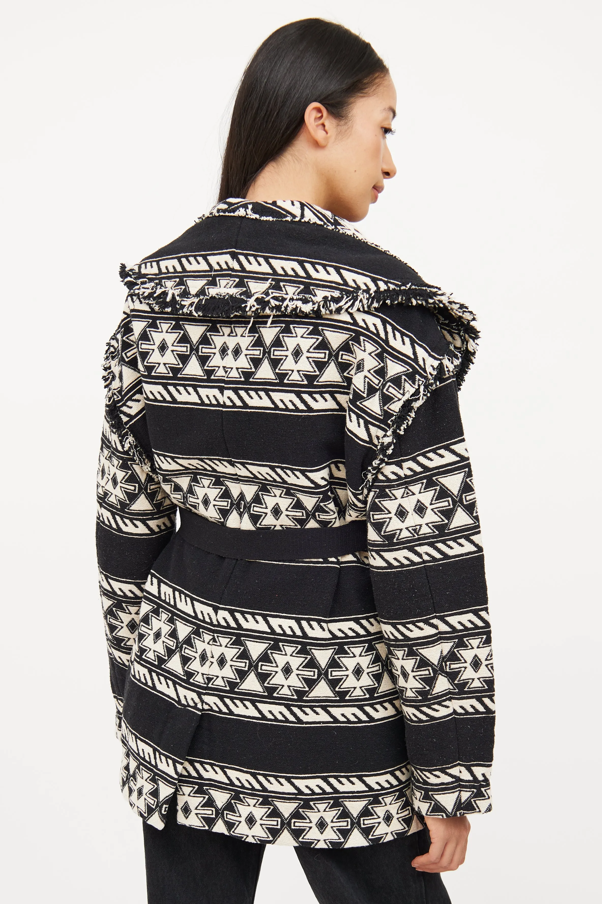 Black & White Fringe Josialo Coat