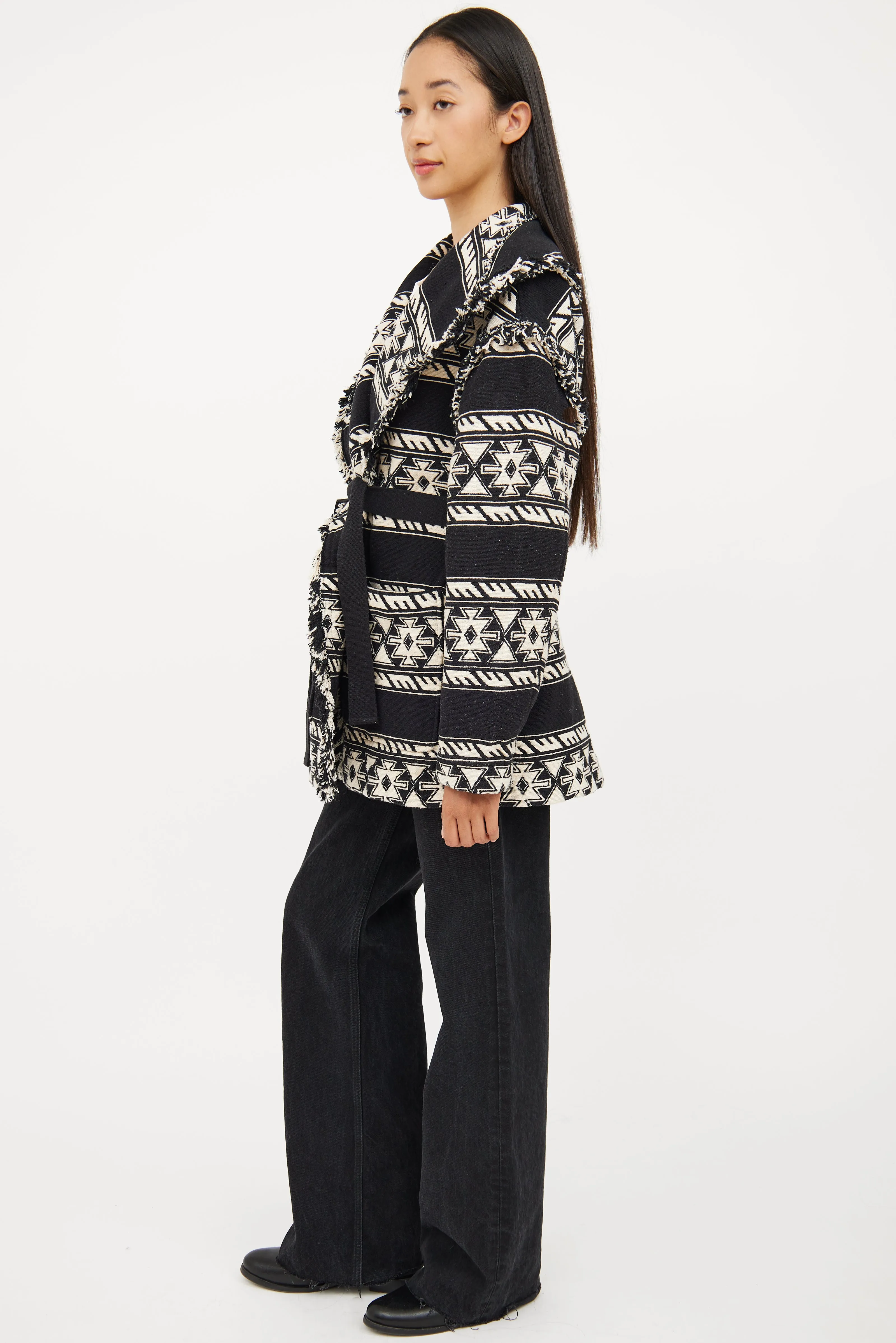 Black & White Fringe Josialo Coat
