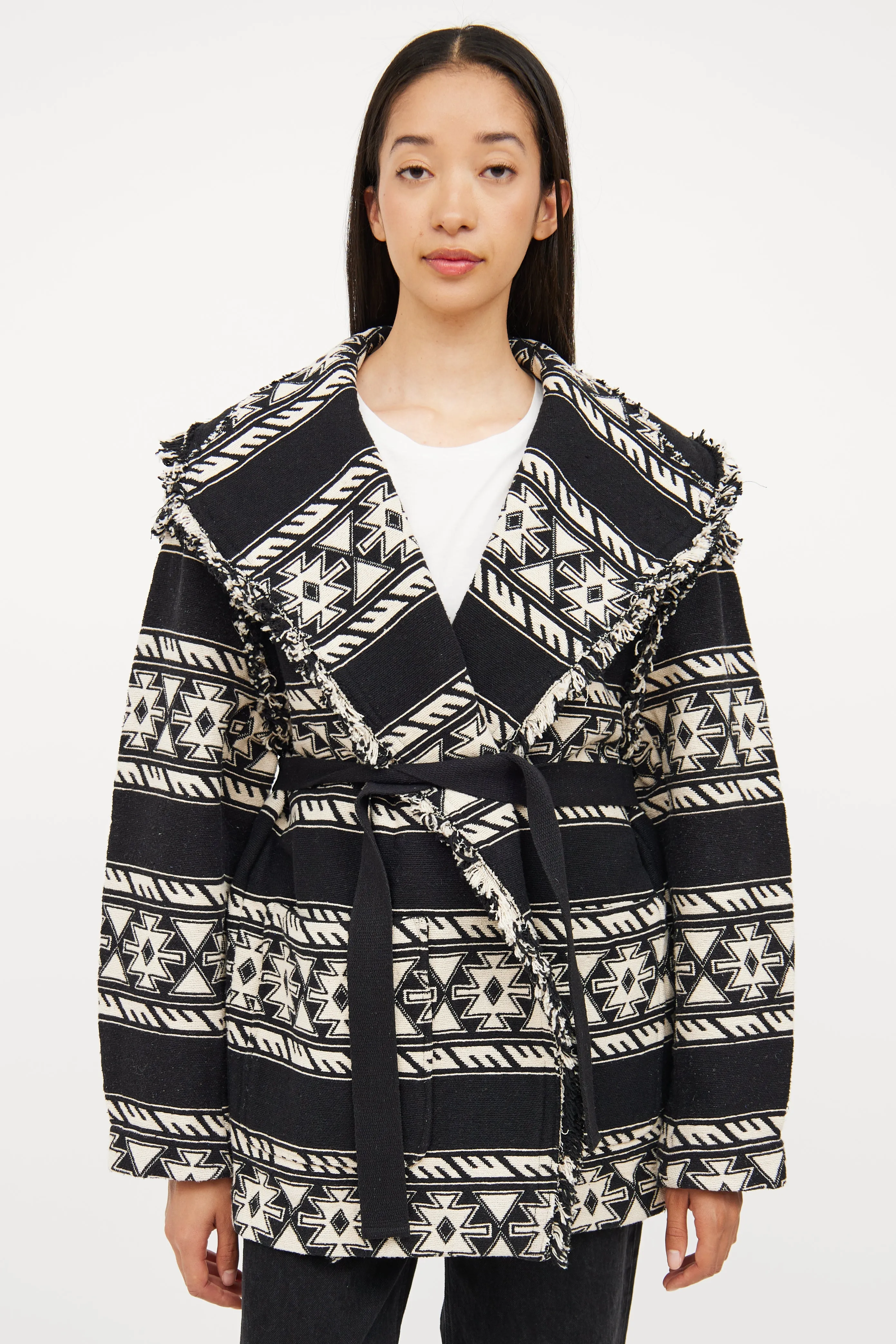 Black & White Fringe Josialo Coat