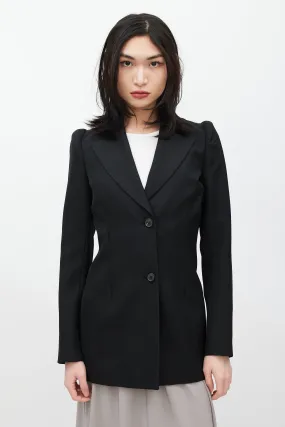 Black Cigarette Shoulder Wool Blazer