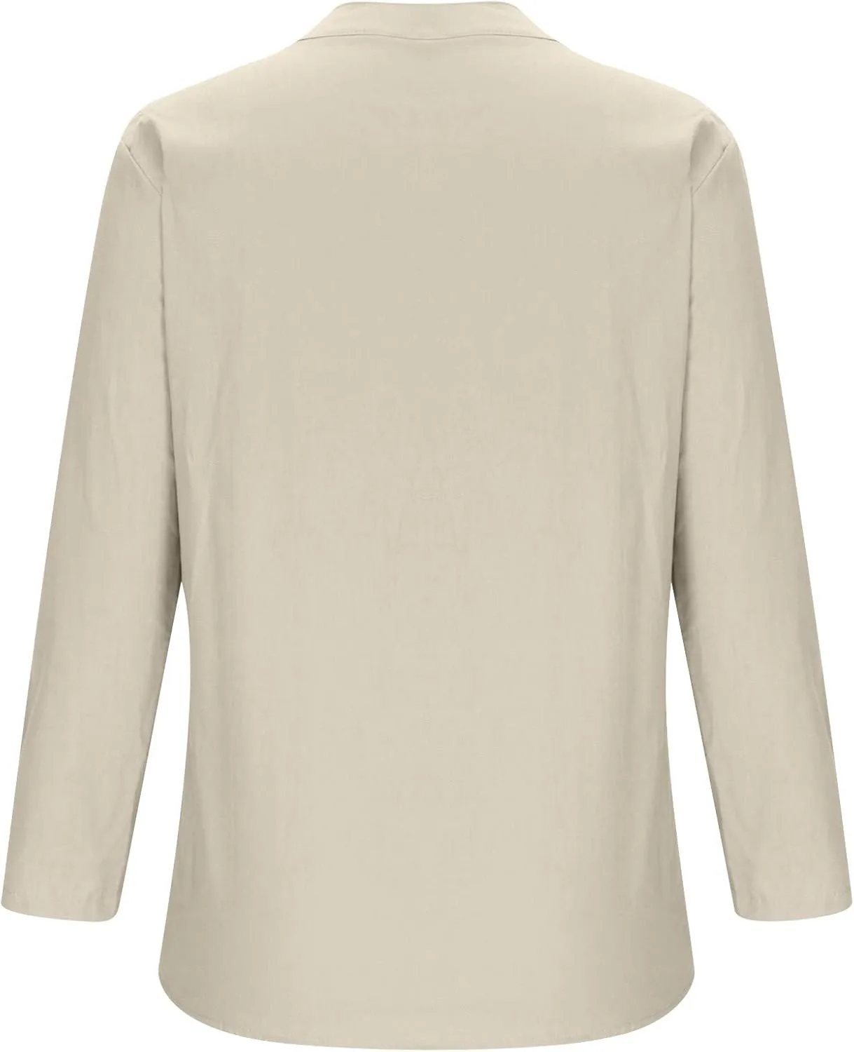 Casual Linen Blouses for Women Long Sleeve V Neck Button Up Shirts Comfy Loose Tunics Blouses Ladies Linen Blouse Top