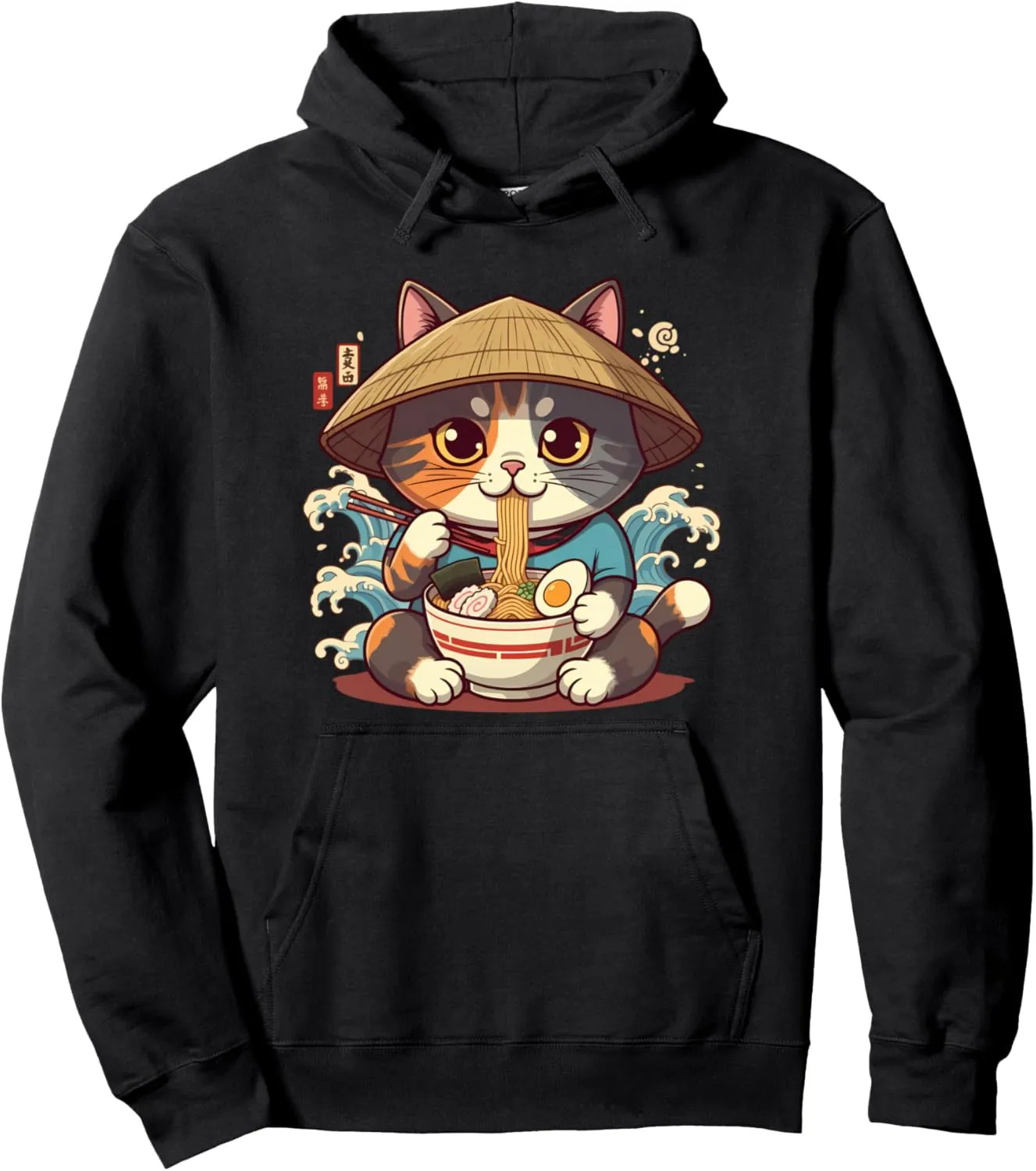 Cat Ramen Graphic Tee Japanese Kawaii Anime Funny Ramen Cat Pullover Hoodie