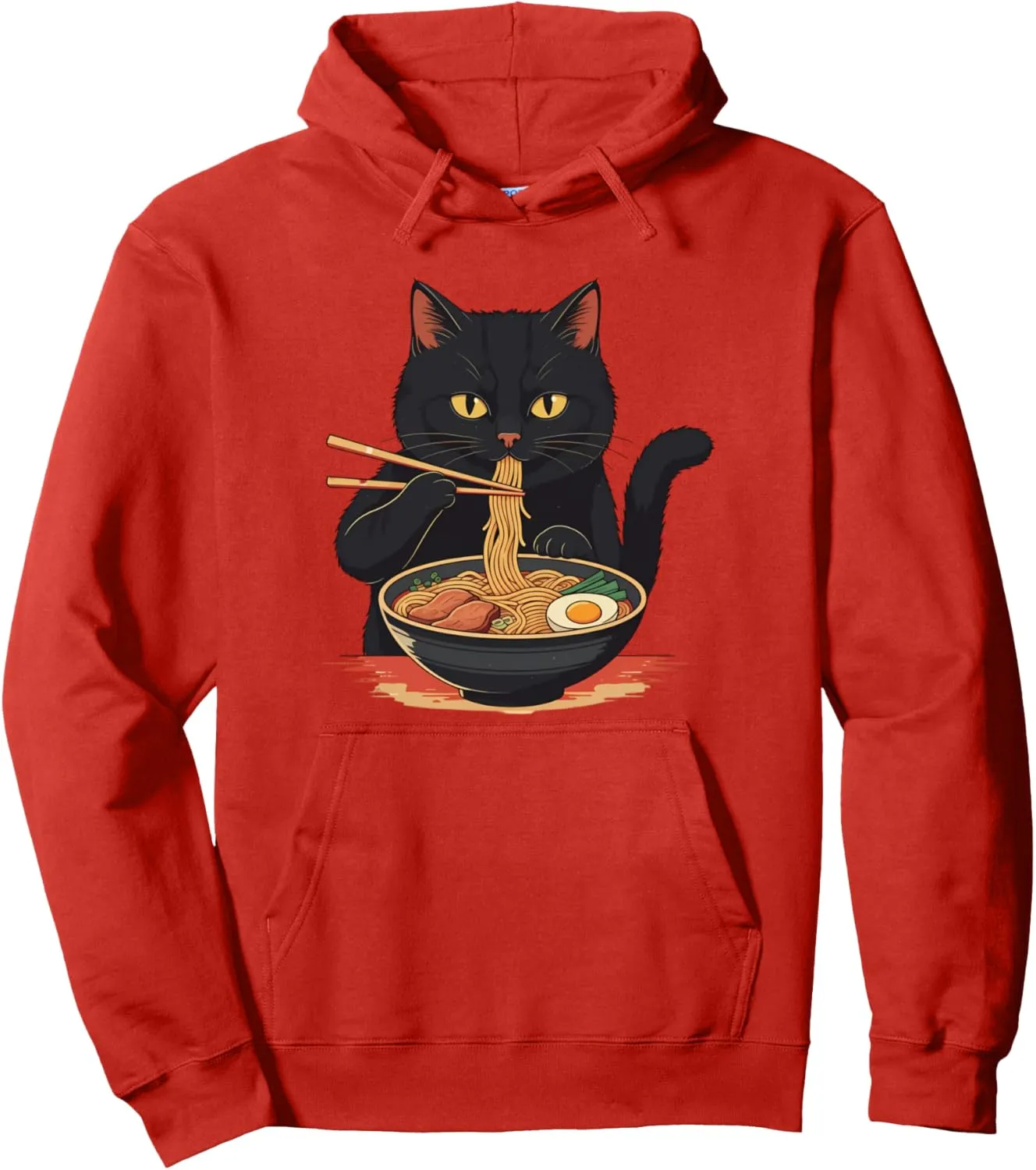 Cat Ramen Graphic Tee Japanese Kawaii Anime Funny Ramen Cat Pullover Hoodie