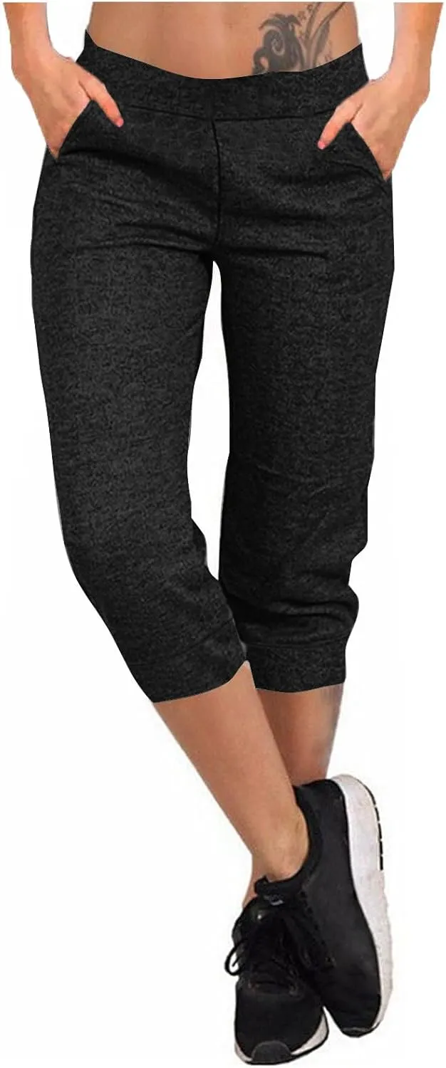 Crop Pants Capri Lounge Pants Cotton Capris for Women Capri Joggers Fleece Joggers for Women Leggings with Drawstring Today 2024, Medium