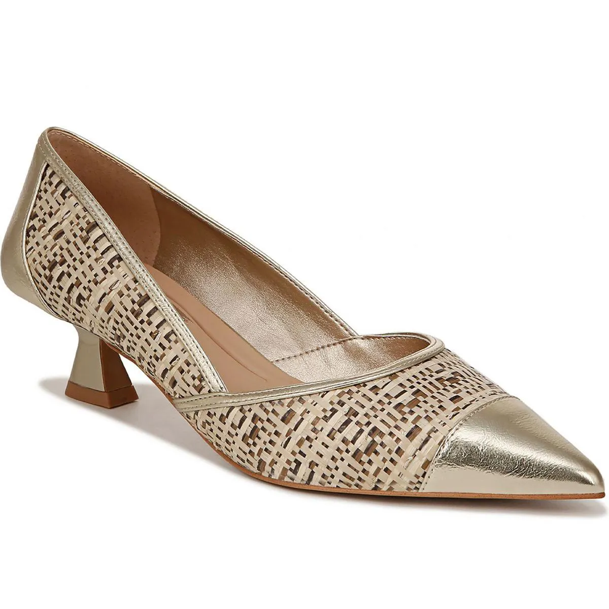 Franco Sarto Womens Darcy Leather Pointed Toe Kitten Heels