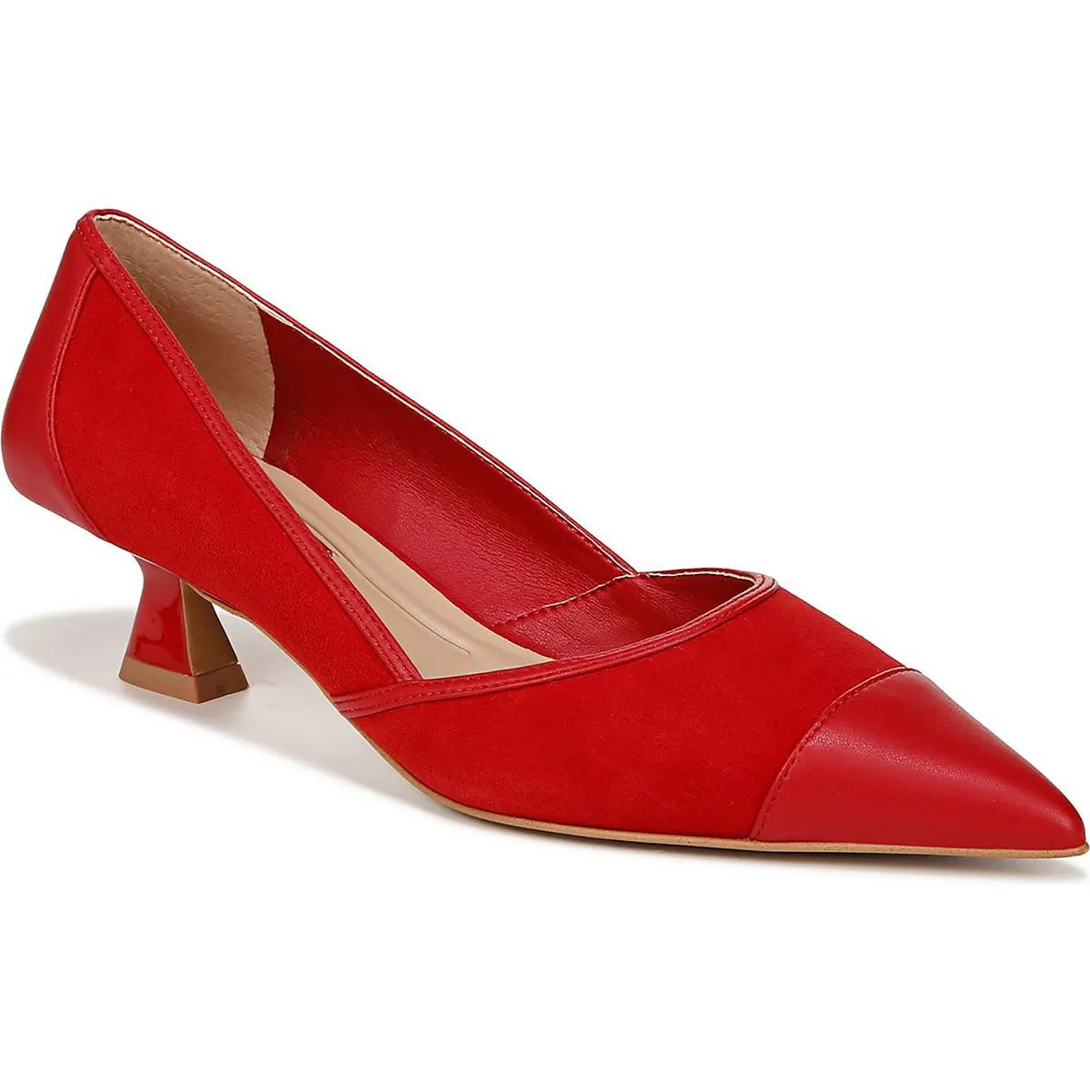 Franco Sarto Womens Darcy Leather Pointed Toe Kitten Heels