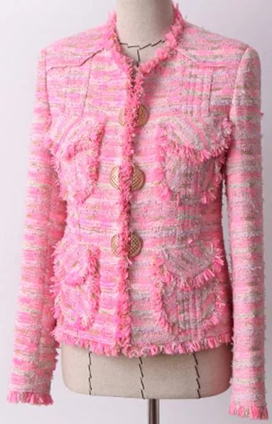 Fringed Pink Tweed Jacket