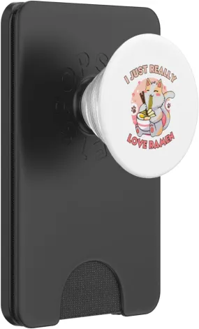 Funny Cat Kawaii Neko Ramen Japanese Noodles Tees For Kids PopSockets PopWallet for MagSafe