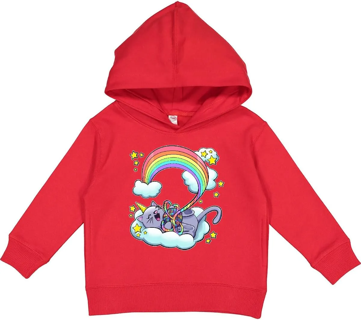 inktastic Unicorn Kitten with Rainbow Yarn Toddler Hoodie