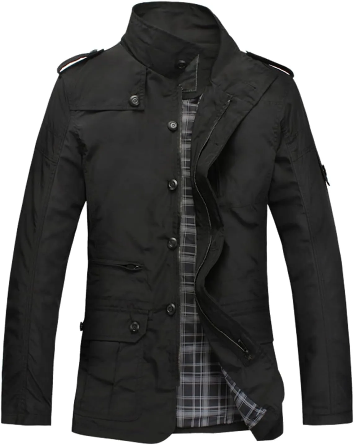 Jackets for Men Winter Fit Standing Collar Multi Pocket Windbreaker Casual Jacket Coat Trench Coat for Men Long