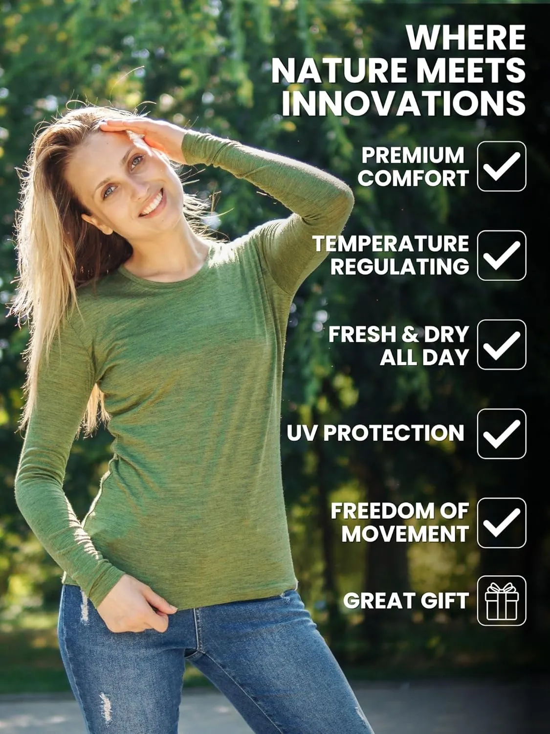 Merino.tech Merino Wool Base Layer Women - 100% Merino Wool Heavyweight, Midweight, Lite Long Sleeve Thermal Shirt and Socks
