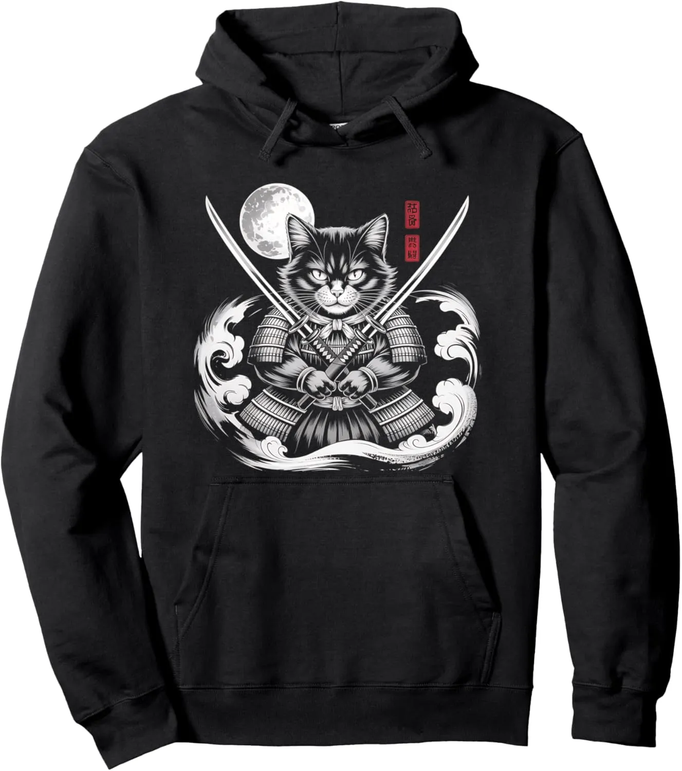 Samurai Cat Japanese Warrior Kitten Anime Manga Japan Pullover Hoodie