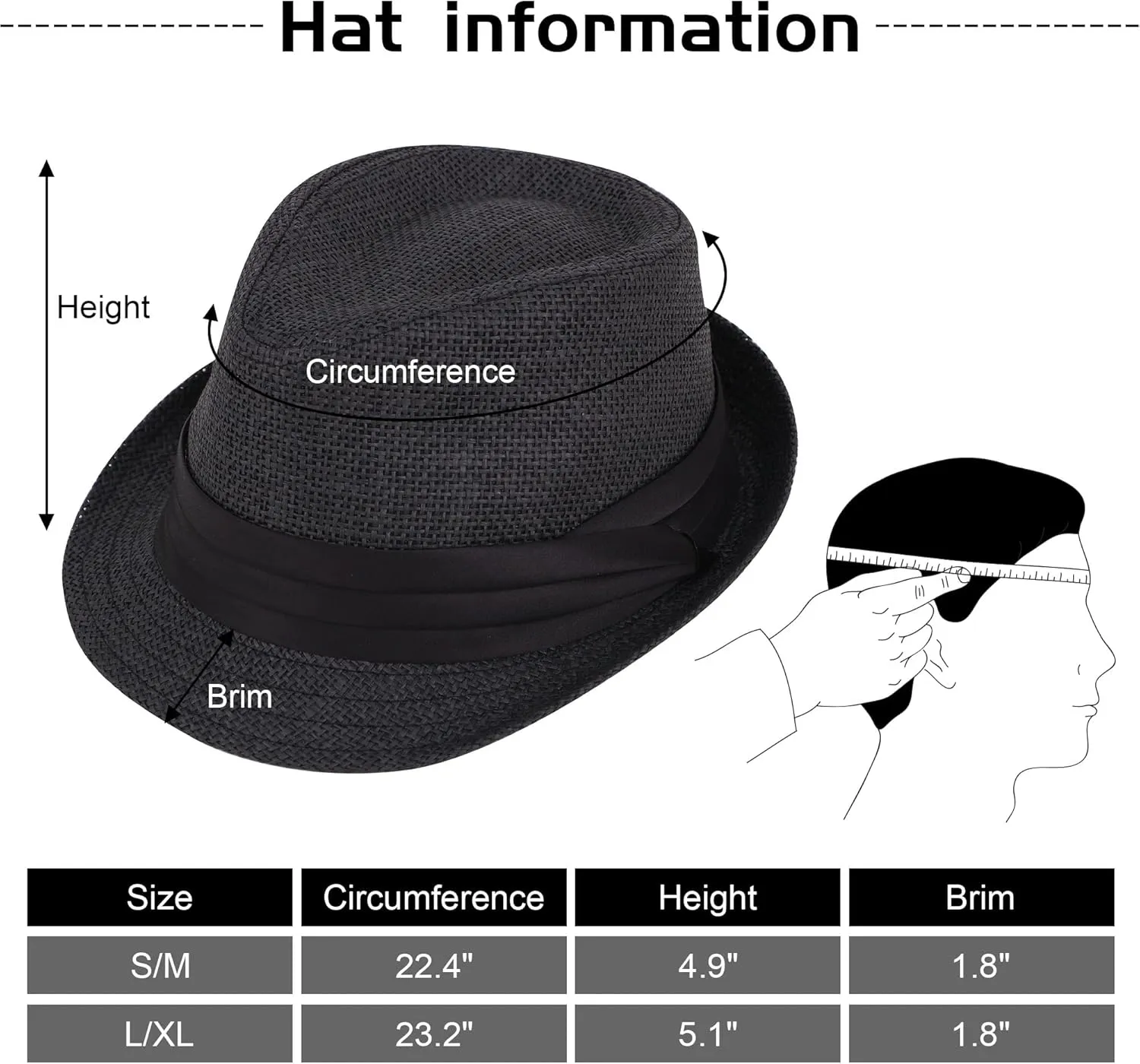 Simplicity Fedora for Men Women Unisex Men's Women's Classic Manhattan Structured Gangster Trilby Fedora Hat
