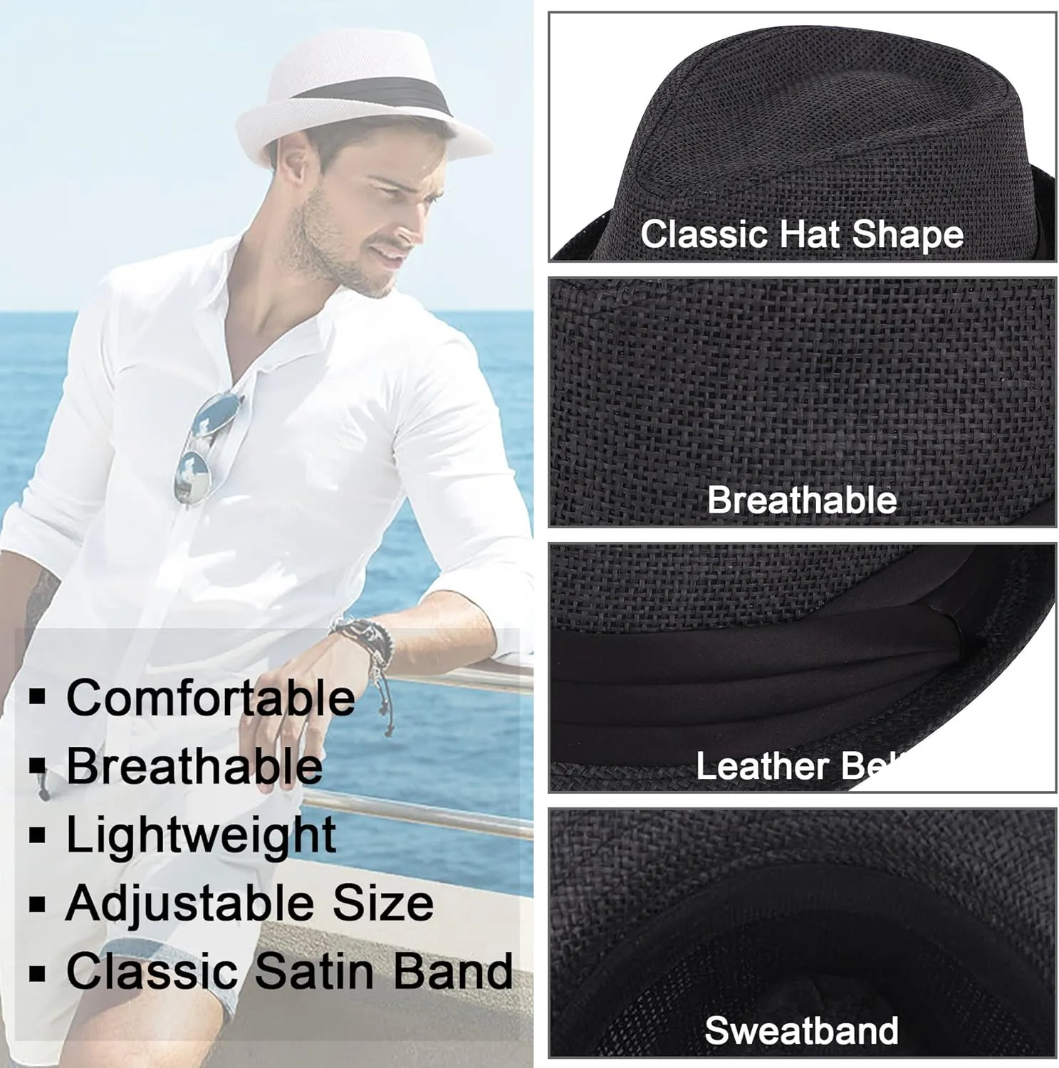 Simplicity Fedora for Men Women Unisex Men's Women's Classic Manhattan Structured Gangster Trilby Fedora Hat