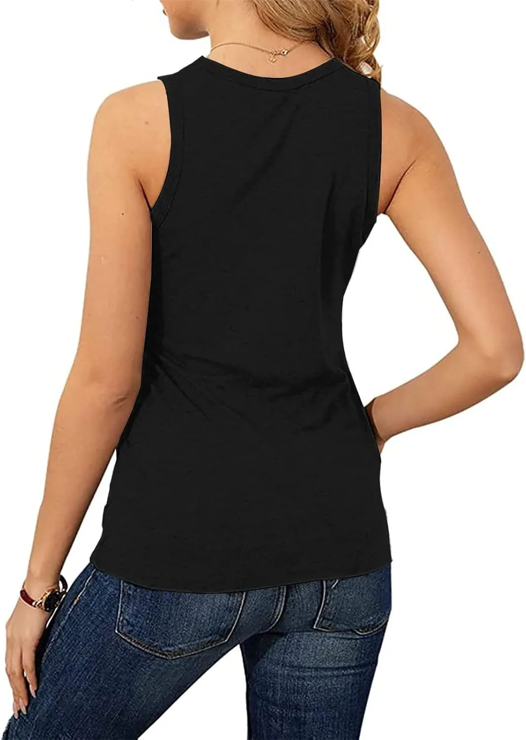 Tank Top for Women Keyhole V Neck Sleeveless Tank Tops Casual Loose Fit Summer Tee Shirts Business Work Shirt Blouses