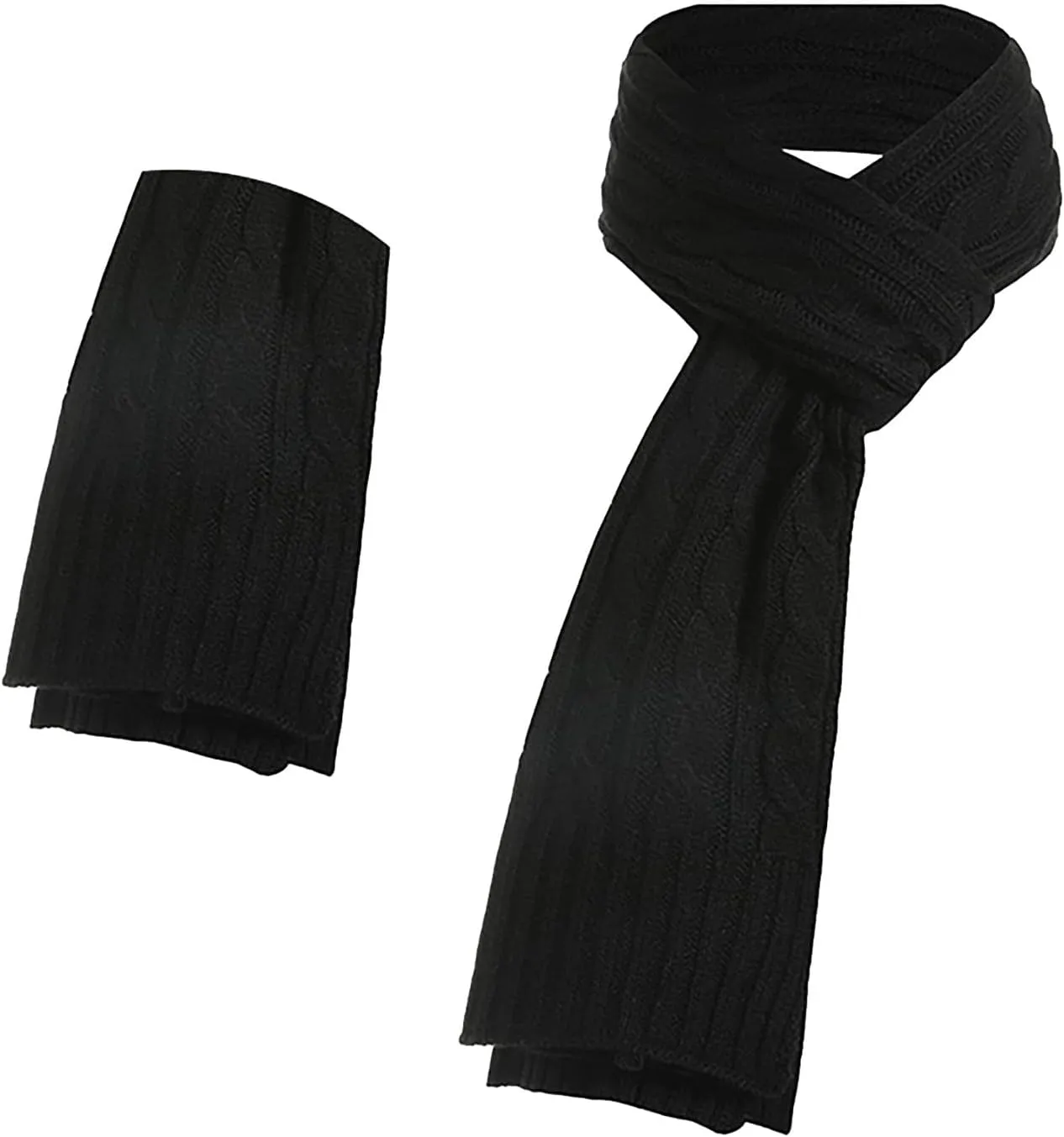 Winter Warm Beanie Hat Scarf and Touchscreen Gloves Set Caps Neck Scarves with Fleece Lined Winter Clothes