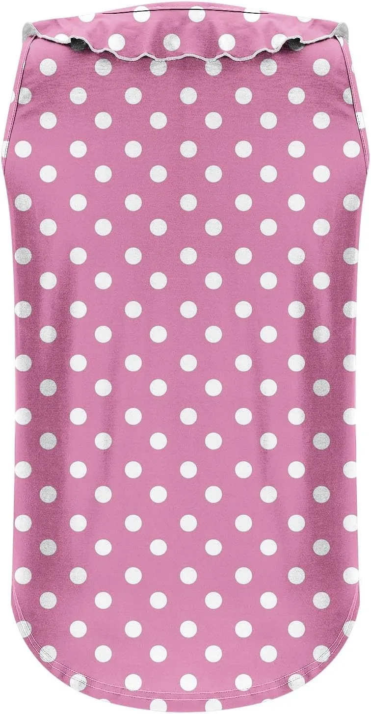 Women Polka Dot Summer Tank Tops, Sleeveless Ruffle Trim V-Neck Casual Vacation Shirts Soft Comfy Loose Daily Clothes
