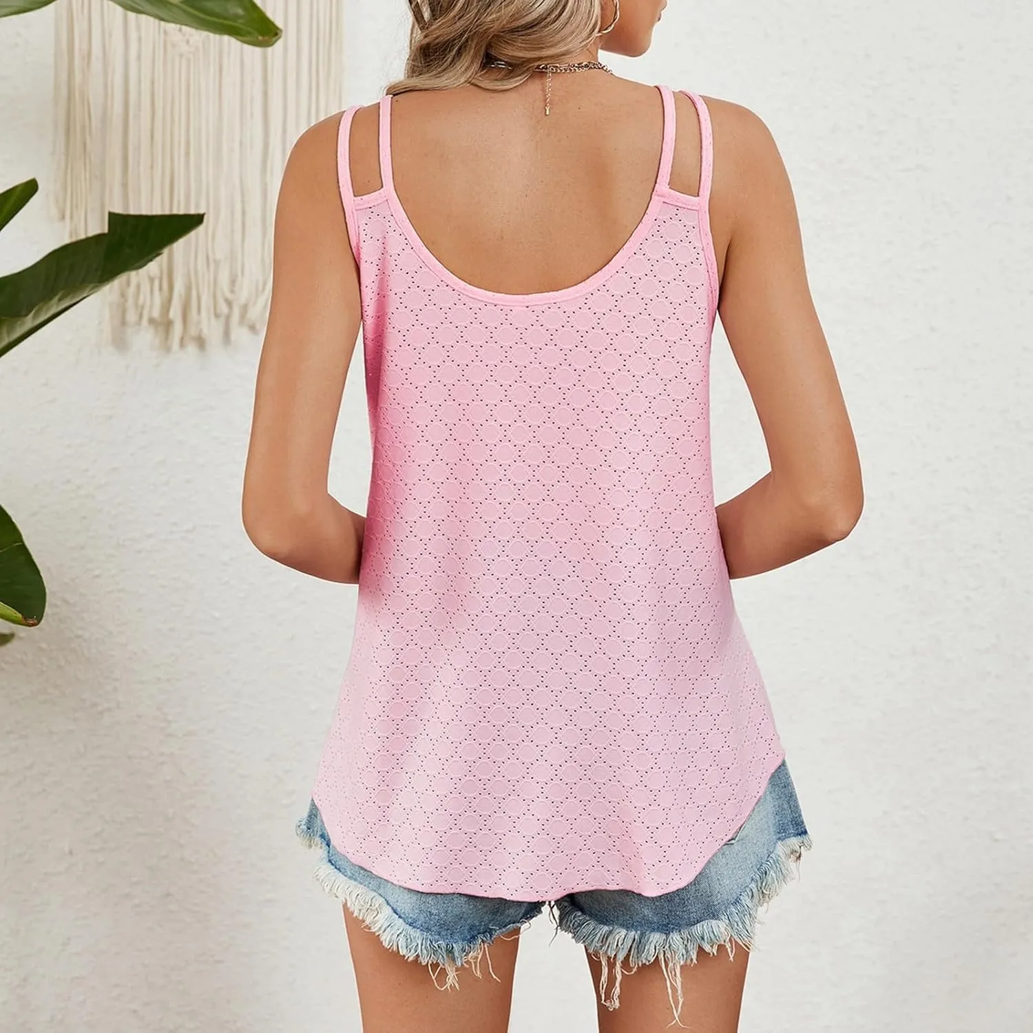 Women's New Summer Fashion V Neck Solid Color Sleeveless Casual Suspenders Small Vest Backless Top Women