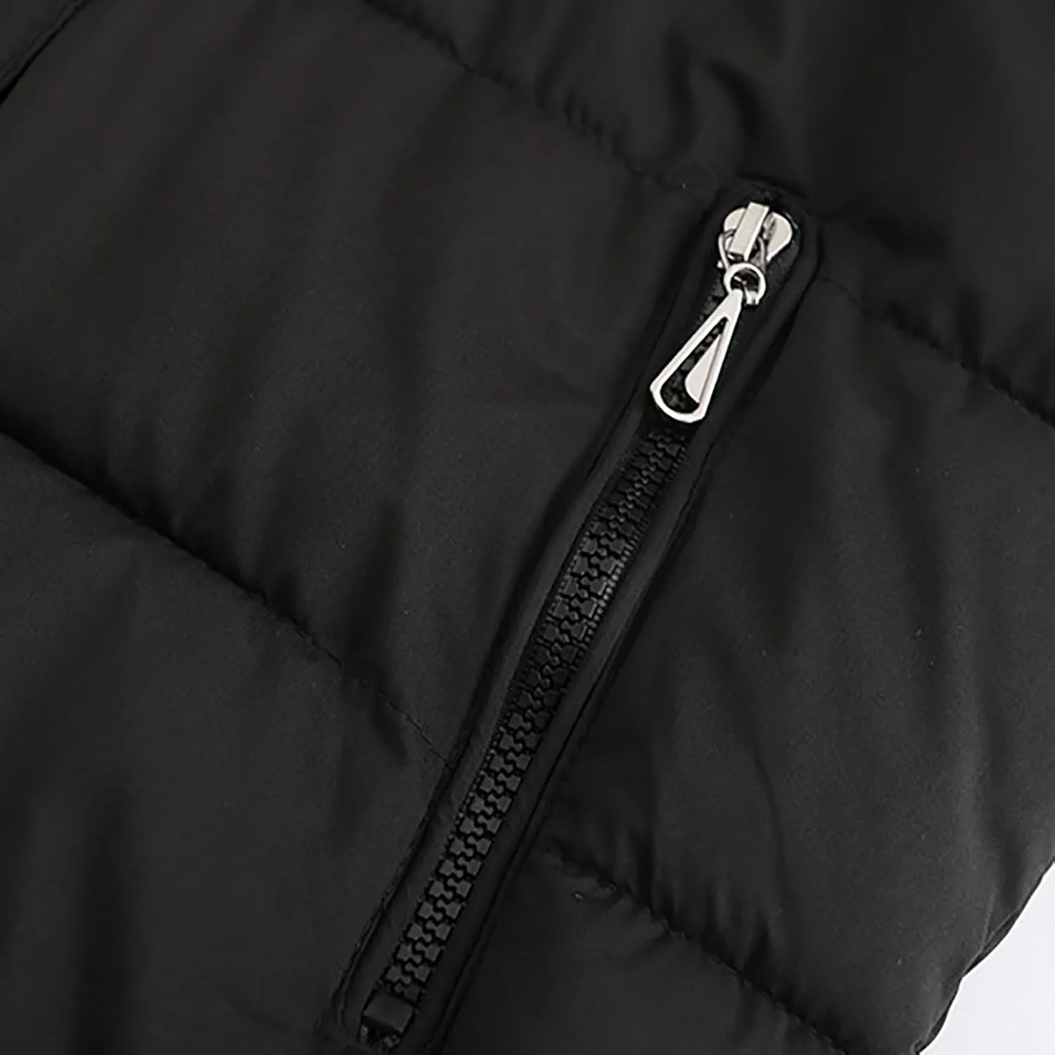 Women's Puffer Jacket Warm Zip Up Crop Down Jacket Thickened Quilted Parkas Faux Fur Removable Hood Outerwear Pockets