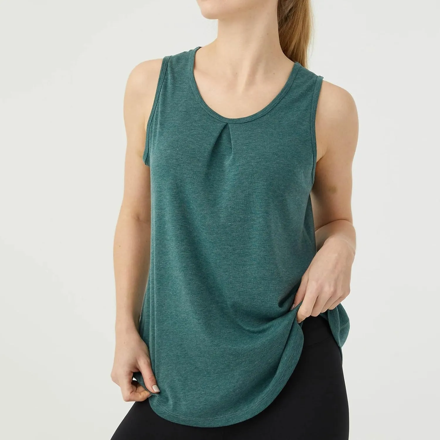 Women's Solid Quick Dry Sports Workout Tank Tops, Summer Lightweight Comfy Casual Undershirt with Irregular Ruffle Hem