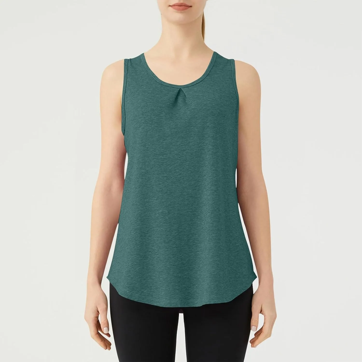 Women's Solid Quick Dry Sports Workout Tank Tops, Summer Lightweight Comfy Casual Undershirt with Irregular Ruffle Hem