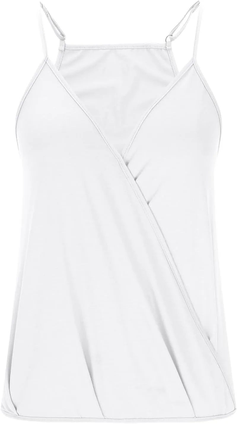 Women's Summer Camisole Tops, V-Neck Criss Cross Wrap Sleeveless Shirts Soft Comfy Breathable Beach Vacation Clothes