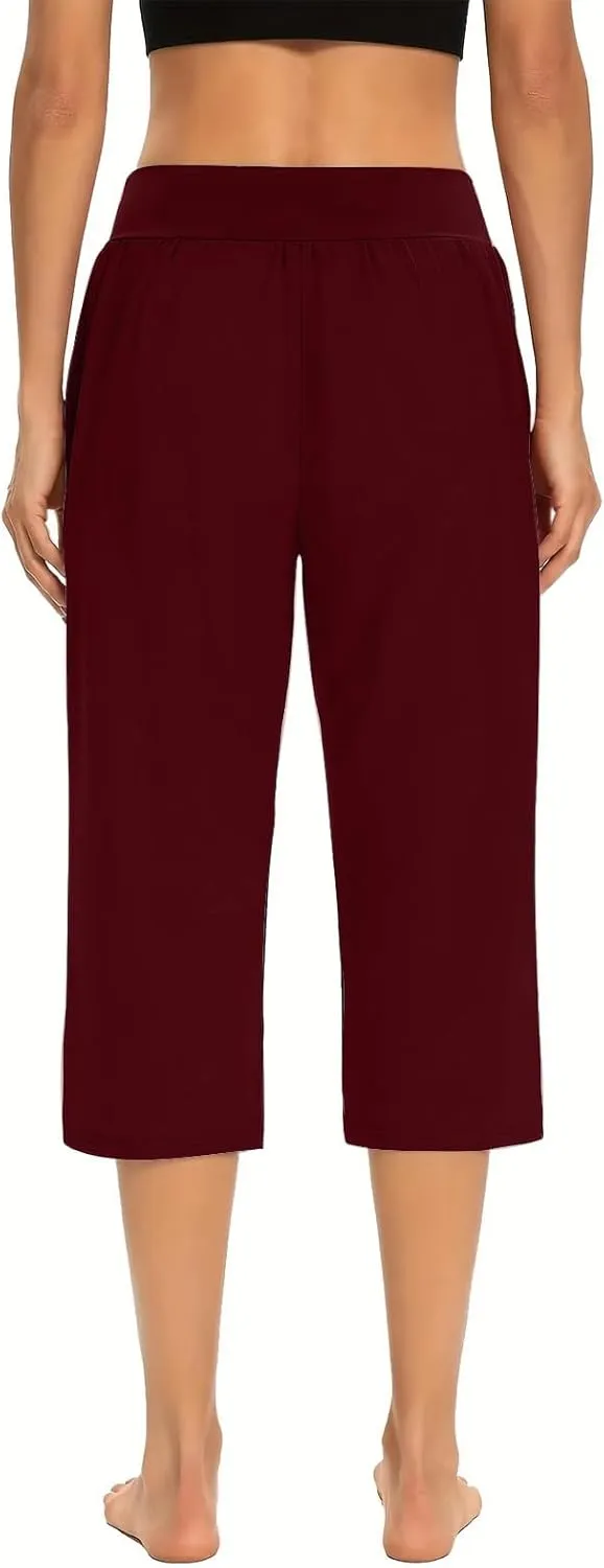 Yoga Capri Pants for Women High Waisted Loose Fitting Capri Wide Leg Pants Capri Pants for Dressy Casual Sweat Capris
