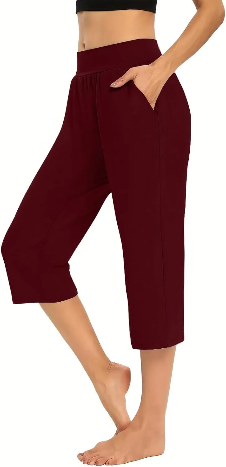 Yoga Capri Pants for Women High Waisted Loose Fitting Capri Wide Leg Pants Capri Pants for Dressy Casual Sweat Capris