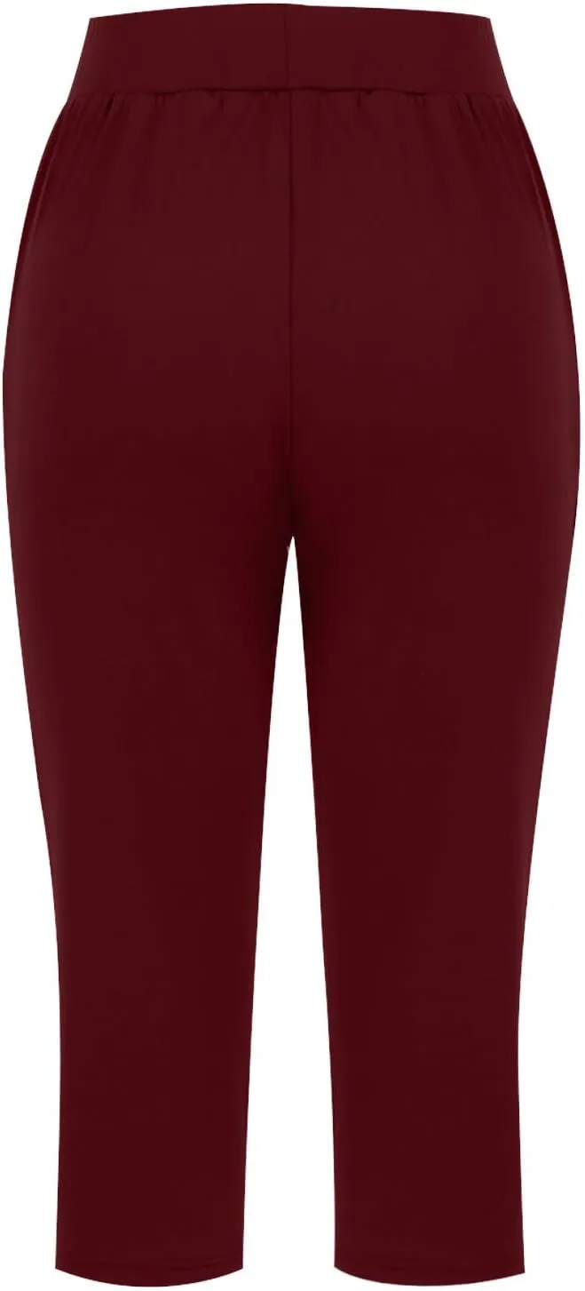 Yoga Capri Pants for Women High Waisted Loose Fitting Capri Wide Leg Pants Capri Pants for Dressy Casual Sweat Capris